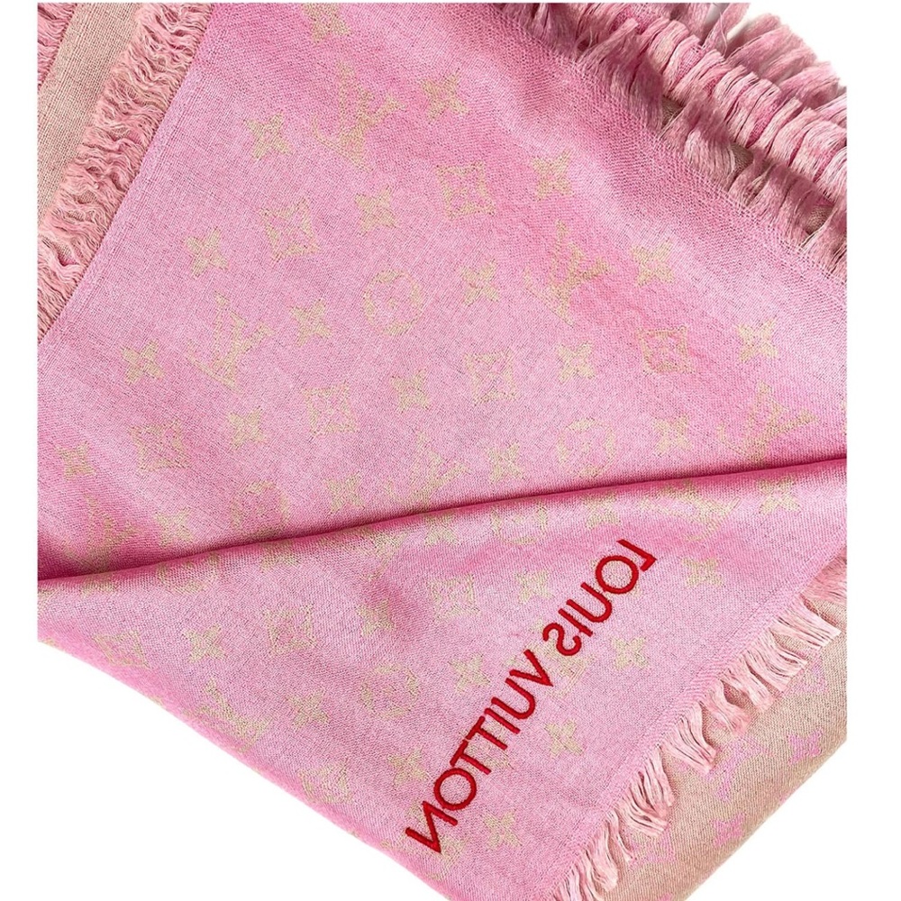 Louis Vuitton Pink Fringed Scarf - Picture 6 of 7